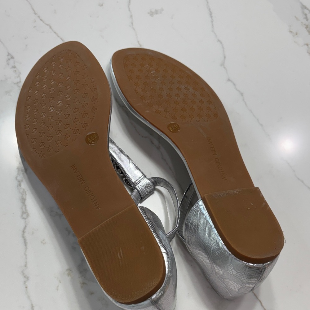 ANTONIO MELANI Metallic Silver Sandals - Picture 8 of 11
